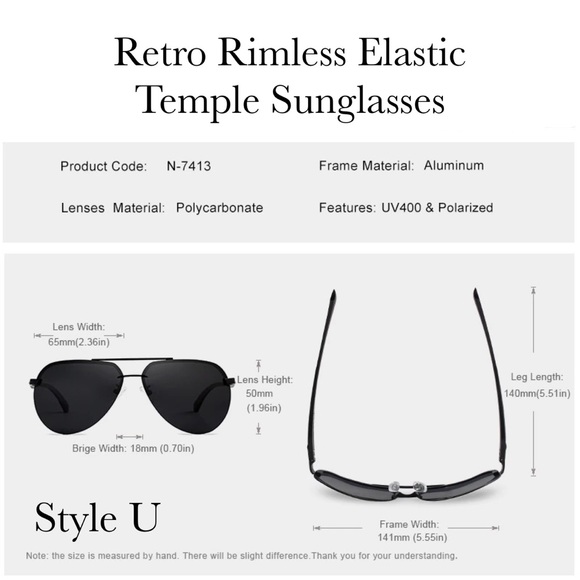 KINGSEVEN Retro Rimless Blue Mirrored Polarized Sunglasses - Picture 16 of 16